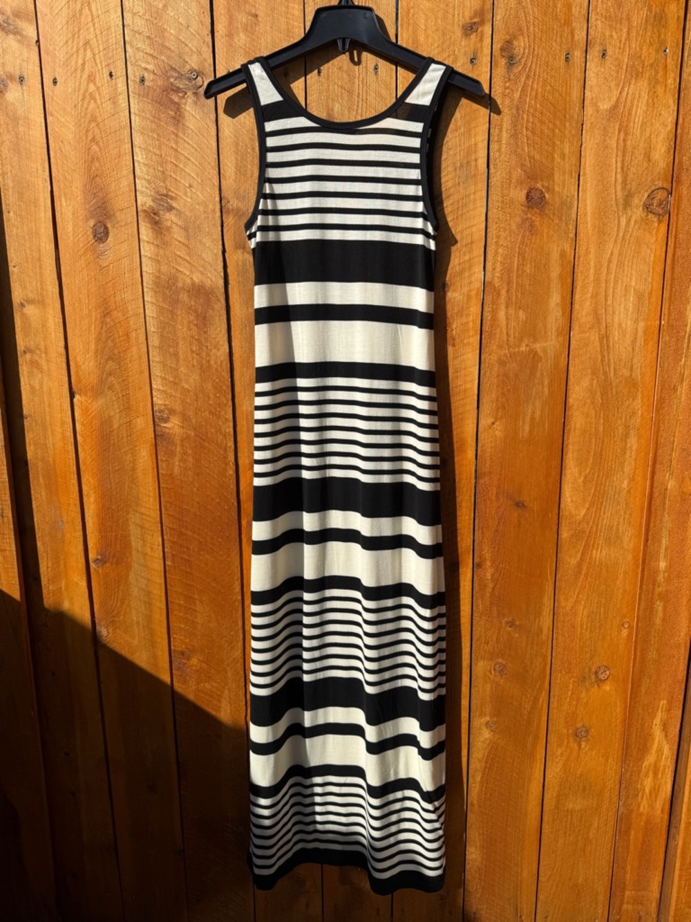 Just Love Sleeveless Black & Off White Striped Maxi Dress - Small - Picture 2 of 9